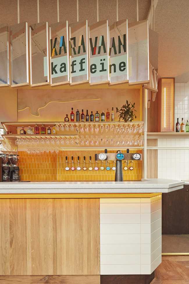 amsterdam coffee bar wood and ceramic coating counter