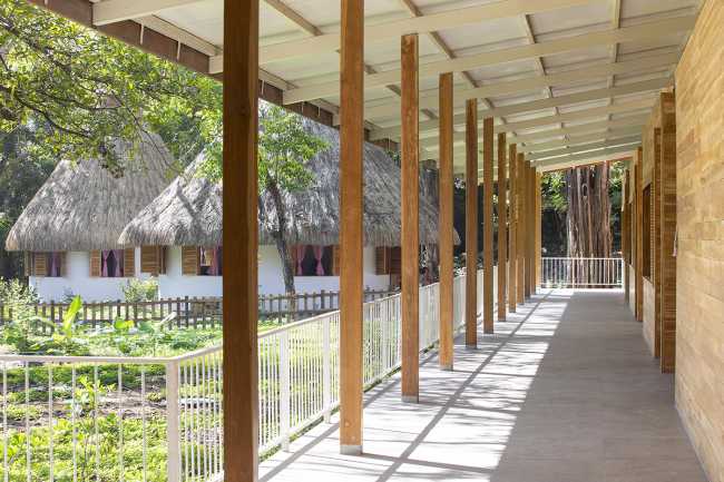 Wooden school porch