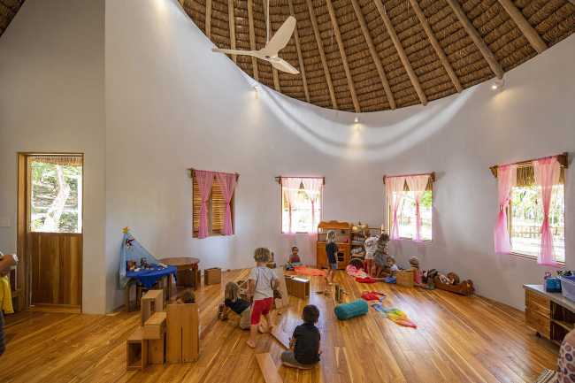 Wooden school activity hall