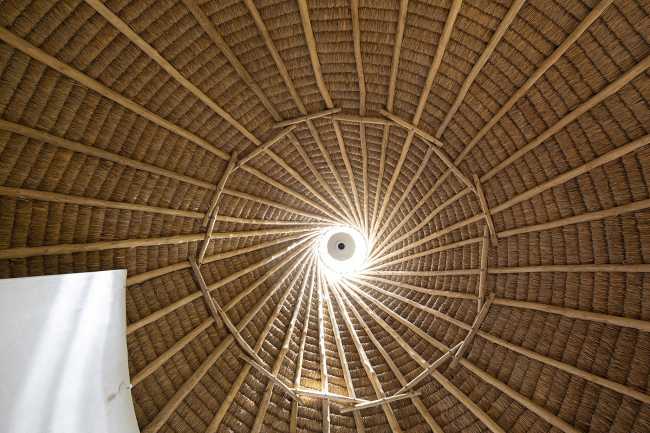 wooden school roof with opening