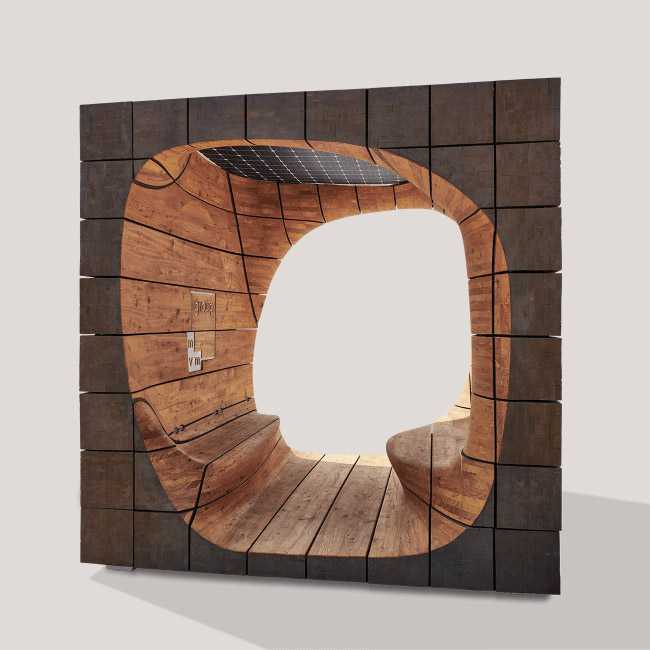 Caja de madera con asientos