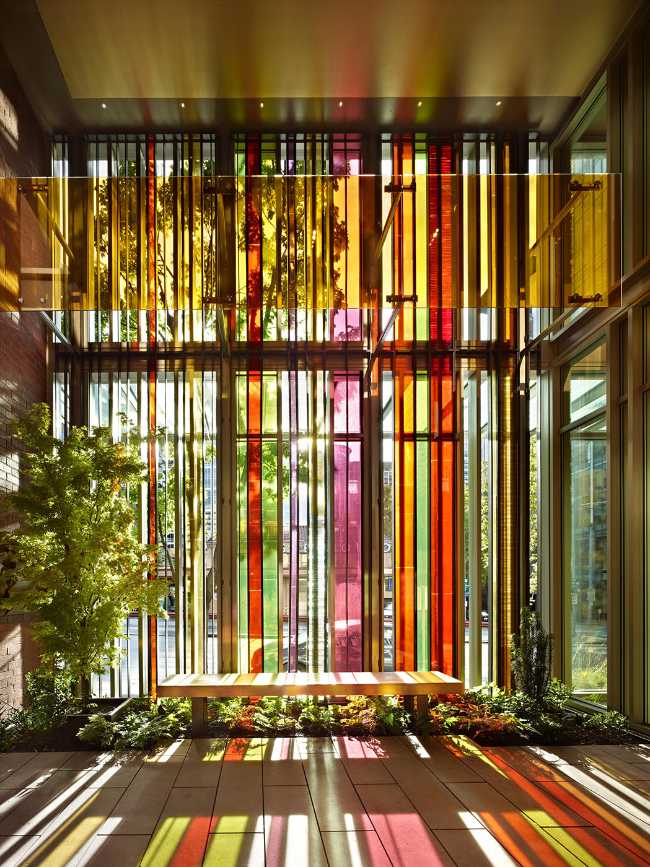 facade in hand-made colored glass