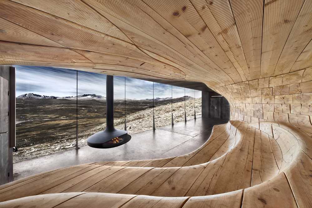 Wooden pavilion in the mountains