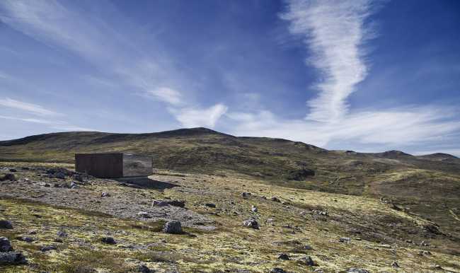 Wooden pavilion in the mountains