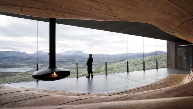 Wooden pavilion in the mountains