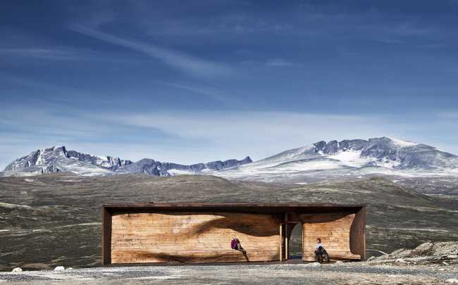 Wooden pavilion in the mountains