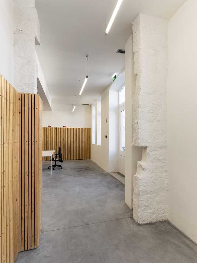 Interior in wood and stone