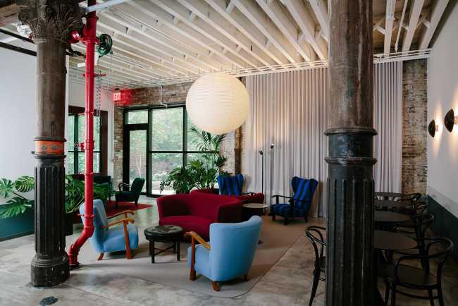 office new york open space furniture art deco fabrics color