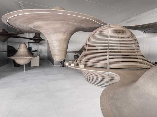 Concept Store china furniture display shapes curves organic