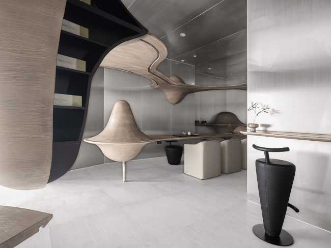Concept Store china furniture display shapes curves organic