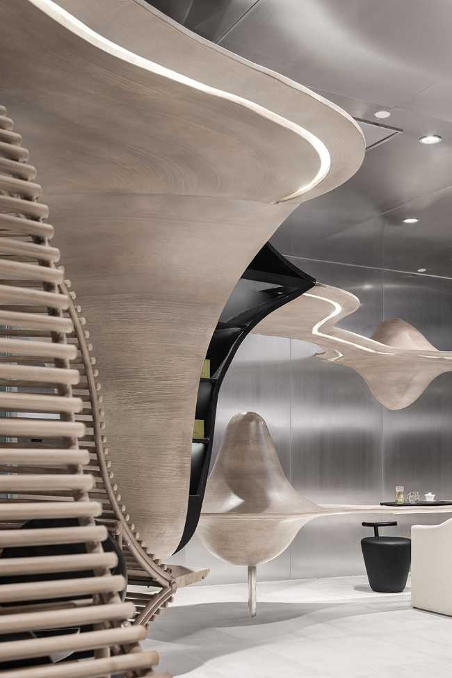 Concept Store china furniture display table shapes curves organic