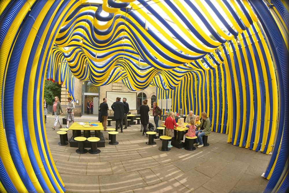 Pavilion for temporary installation of tubes Flexi Duct Pump House