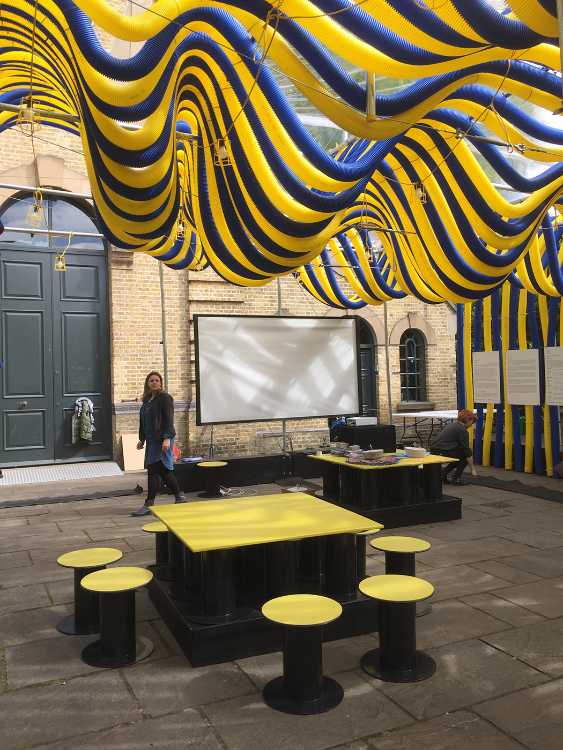 Pavilion for temporary installation of tubes Flexi Duct Pump House