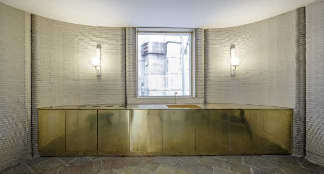 home printing 3D concrete kitchen brass finish