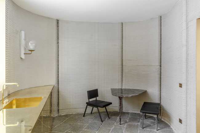 home printing 3D concrete kitchen brass finish