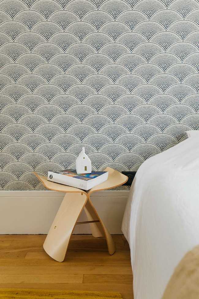 loft paris bedroom bedside table wallpaper