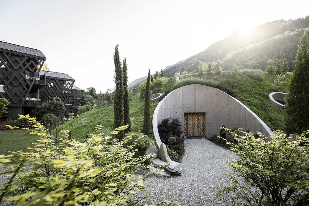 hotel facade cladding structure hexagonal wood