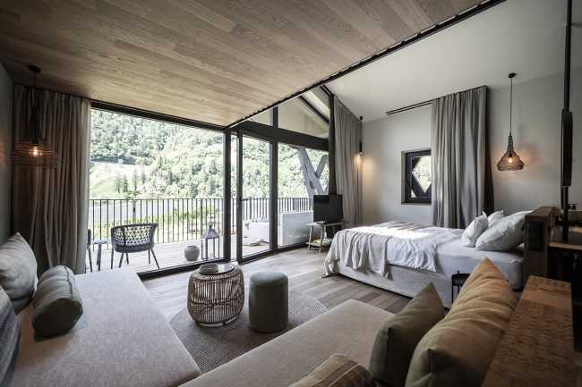 hotel suite wood cladding floor and ceiling furniture interior