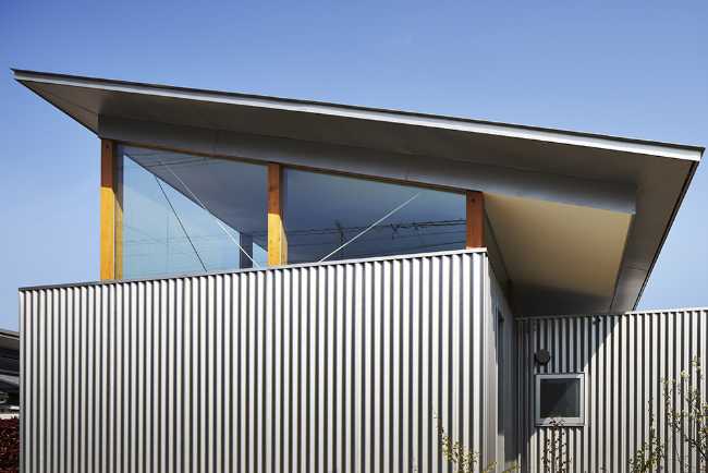 Sloping roof wooden house