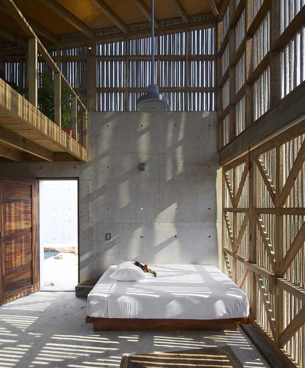 Interior villa in palm wood