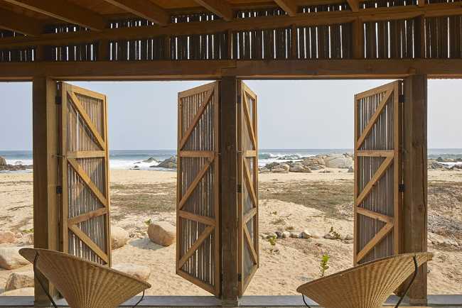 Wooden windows on the sea