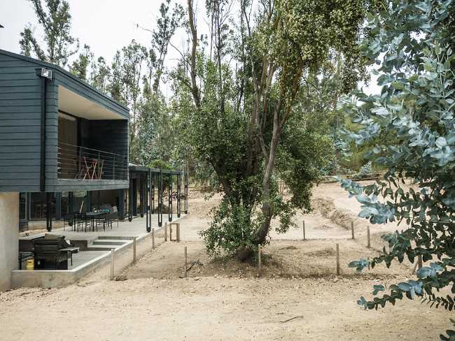 Wooden dwelling among the trees