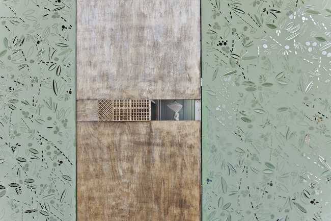 casa módulo de metal impreso CAD CAM madera revestimiento