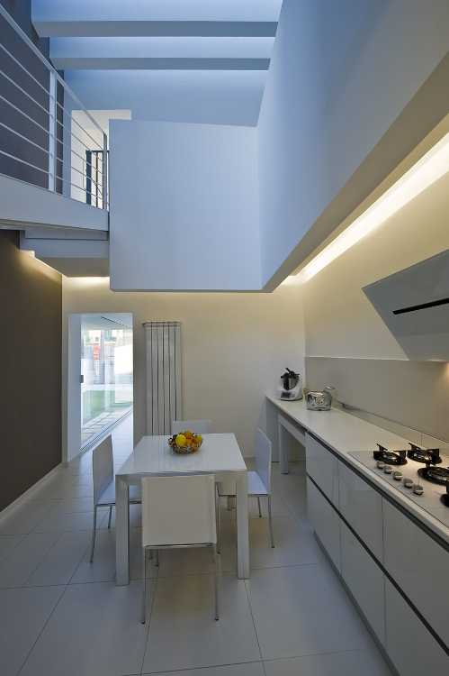 kitchen double volume ceiling lighting veil