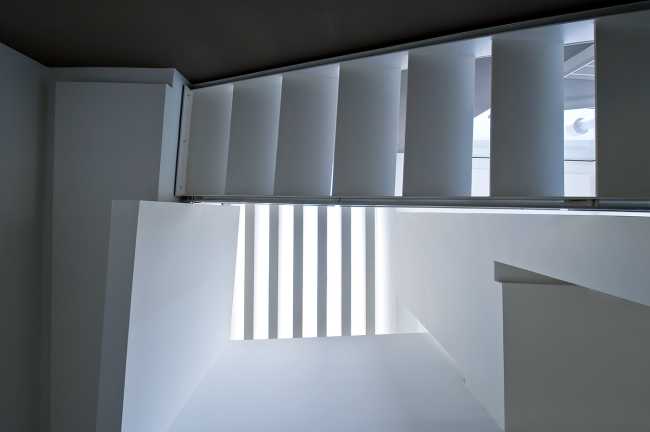 white metal staircase