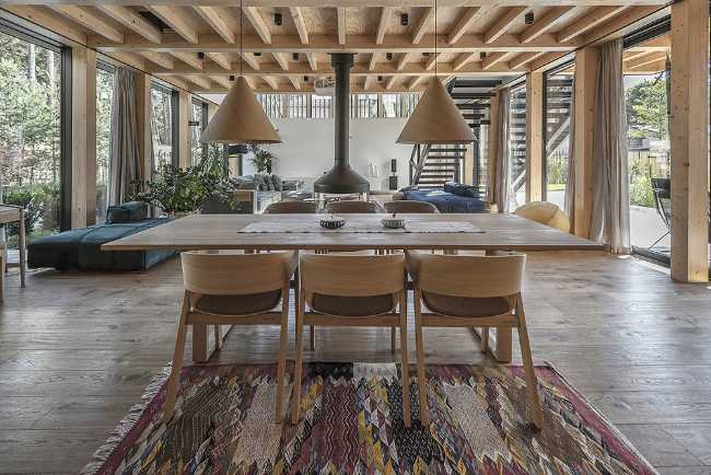 Interior wooden villa