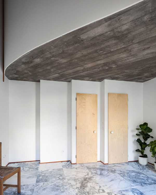 Interior with concrete ceiling