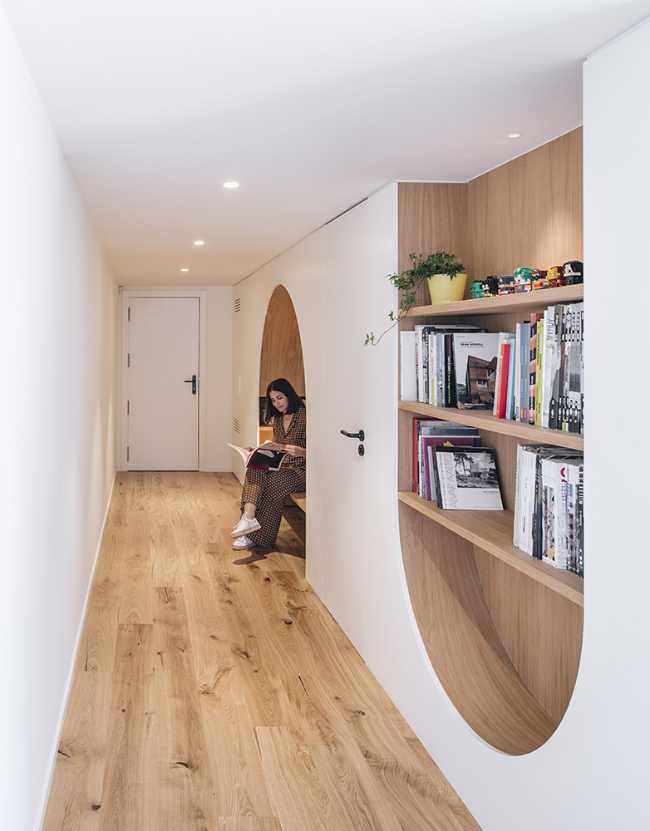 office open space bookcase wood finish