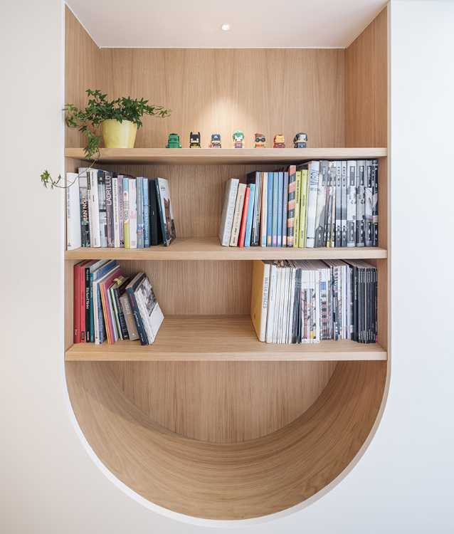 office open space bookcase wood finish