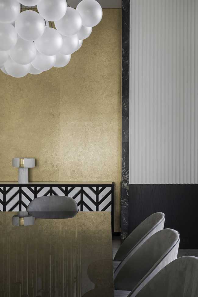 dining room table wood wall gold color