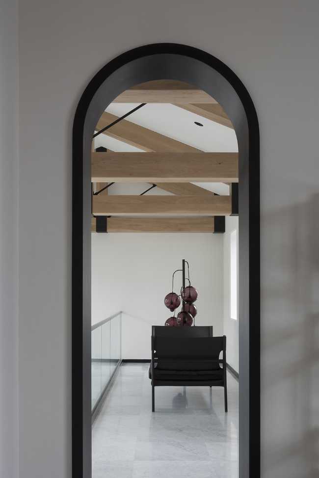 wooden trusses with wood finishes