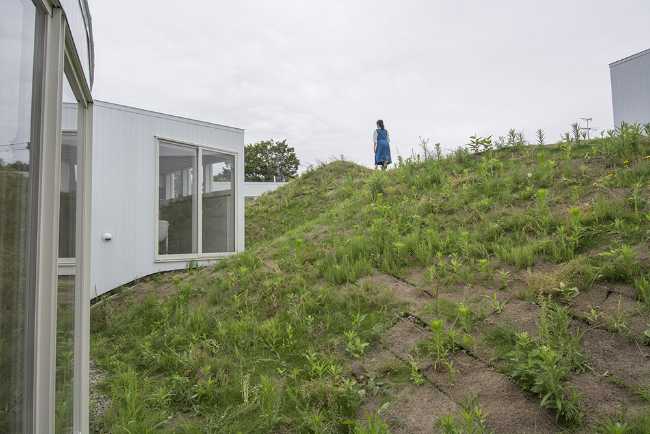Wooden residential complex on a hill
