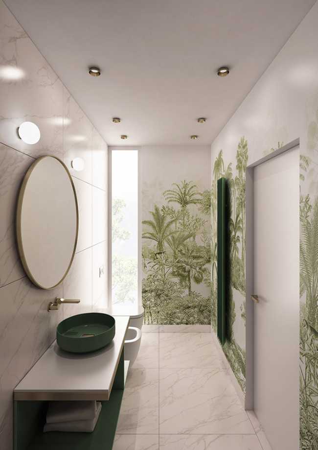 détails de la salle de bain verte