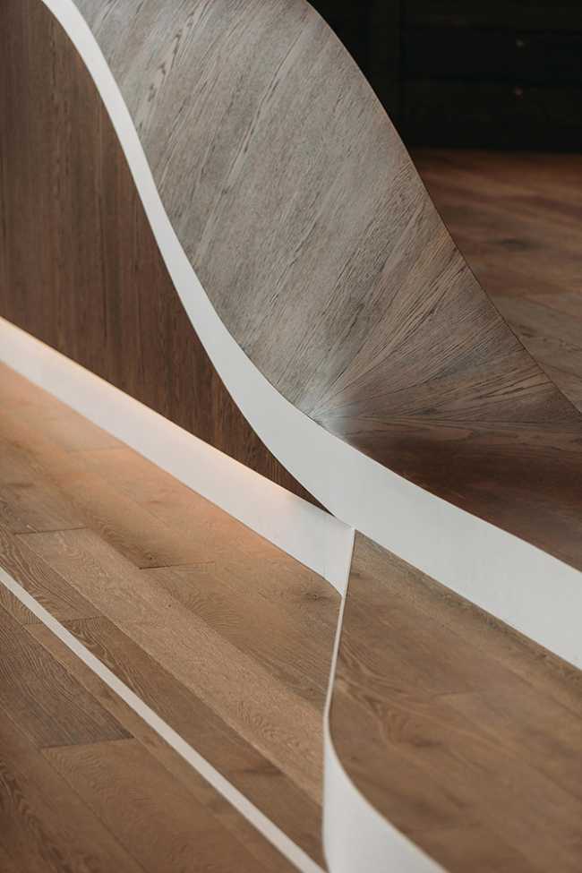 Lobby of a tower wooden detail