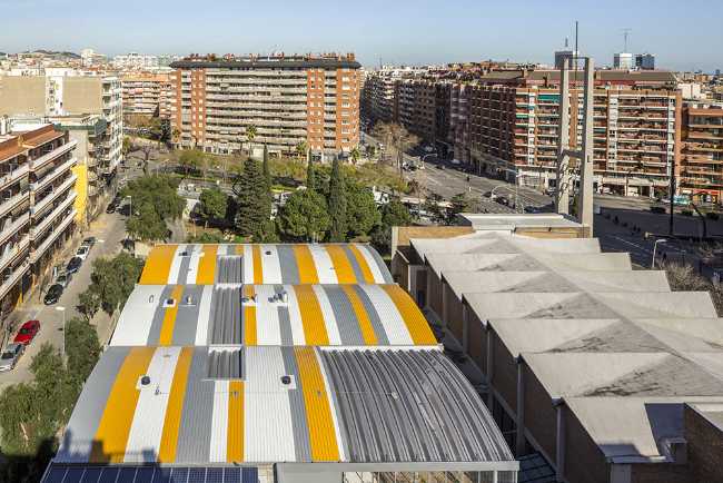 Civic center corrugated metal roof