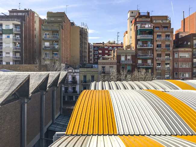 Civic center corrugated metal roof
