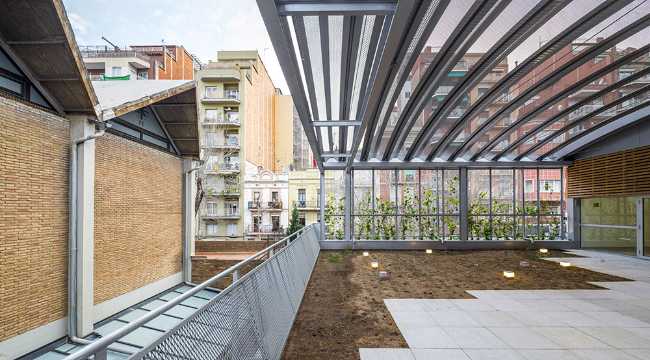 Civic center corrugated metal roof