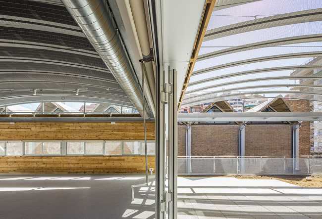 Civic center corrugated metal roof
