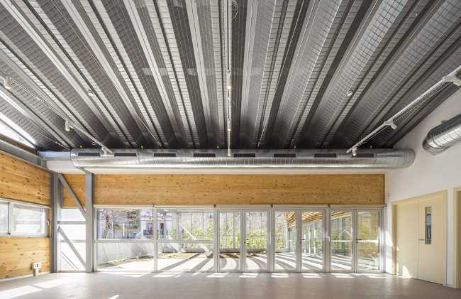 Civic center corrugated metal roof