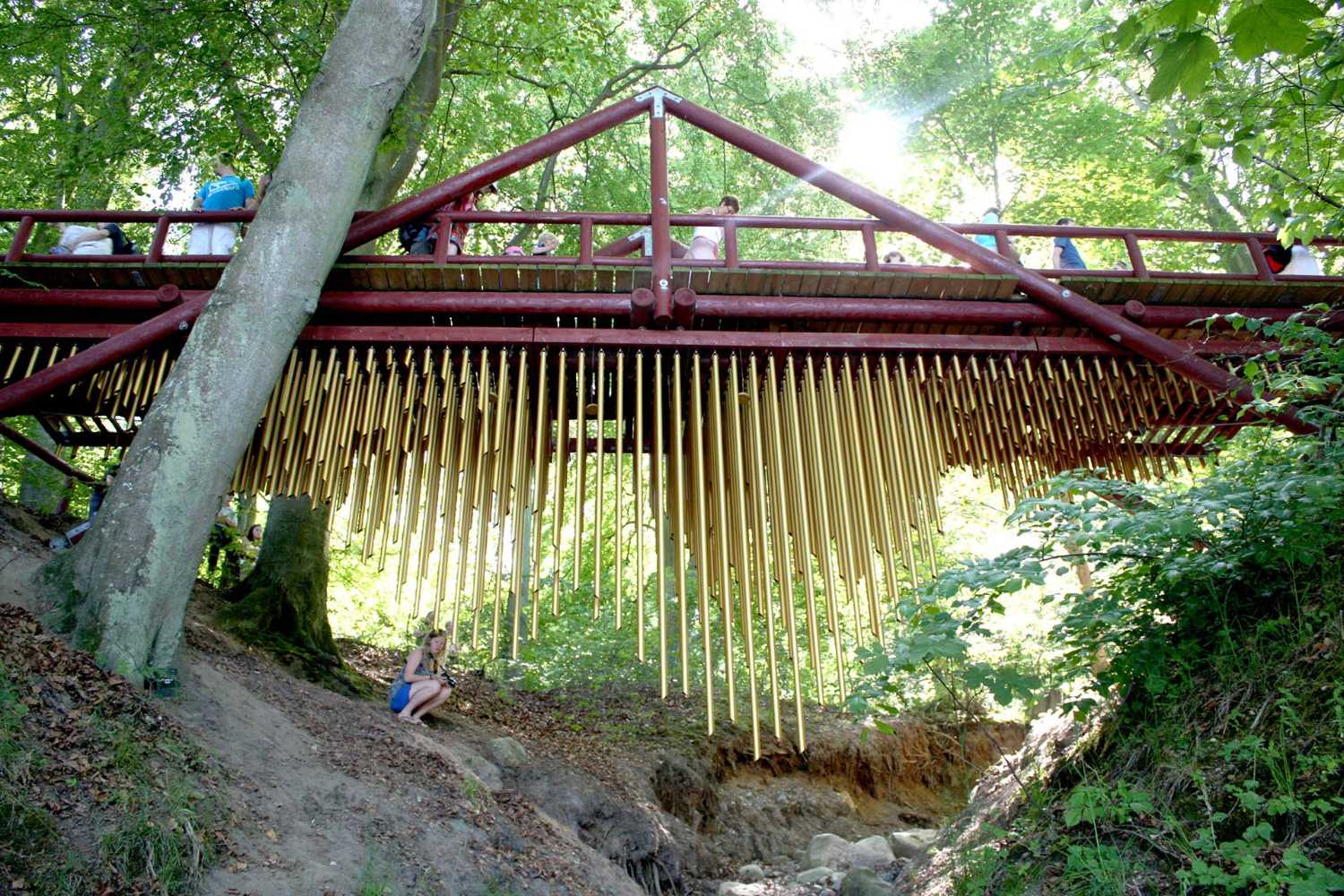 Musical Installation Bridge Forest Aluminum Tubes