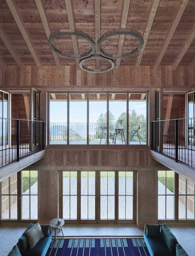 hotel extension apartment wood structure double volume