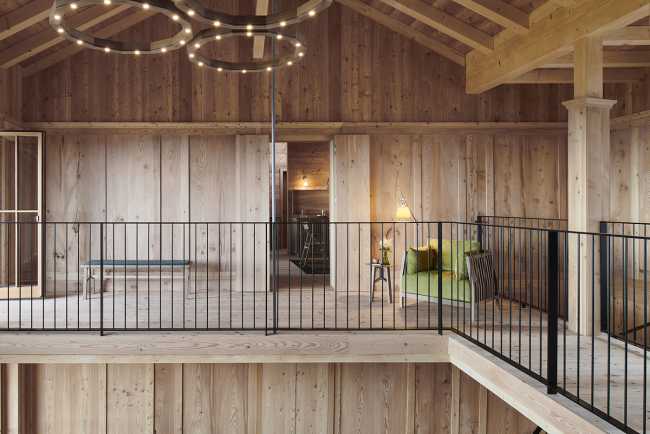 hotel extension apartment wood structure double volume