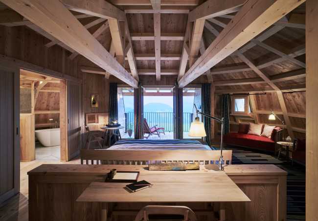 hotel enlargement apartment structure wood room terrace bathroom