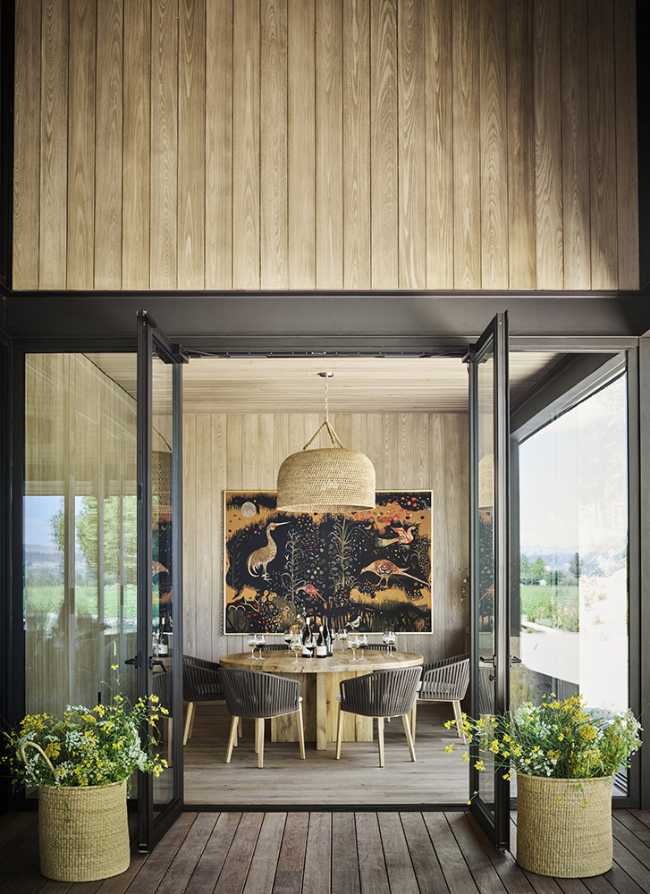 Wooden interior with glass