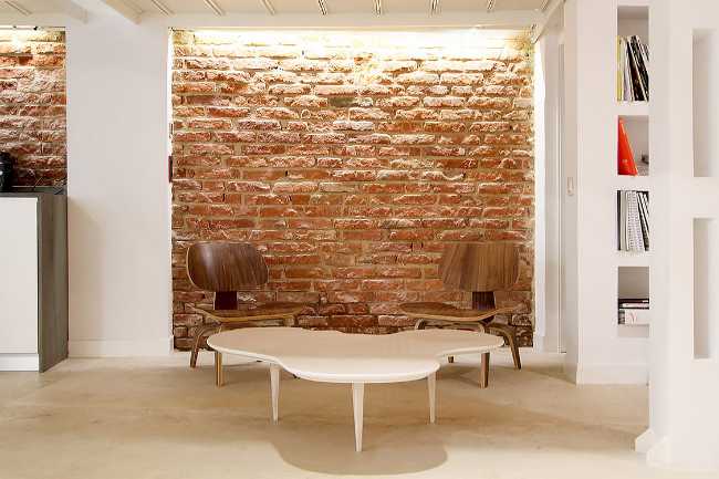 Warehouse with brick wall