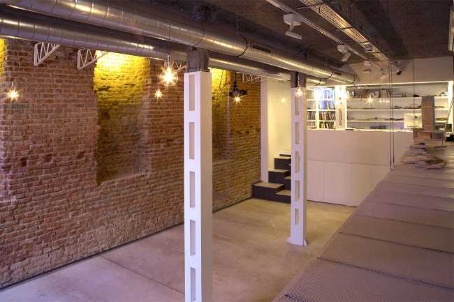 Warehouse with brick wall